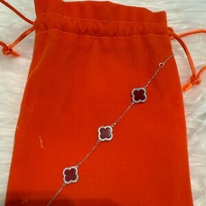 Rachel Zoe Silver and Red Bracelet